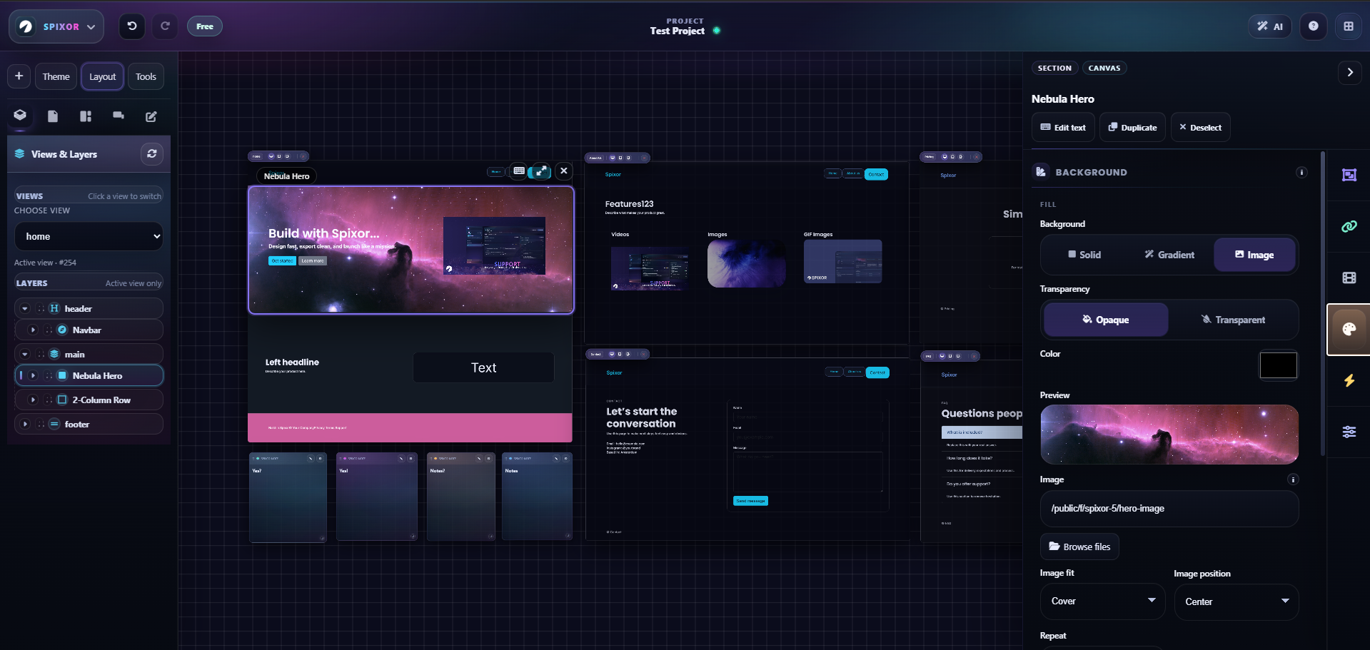 Spixor: Your new no code website builder gallery image