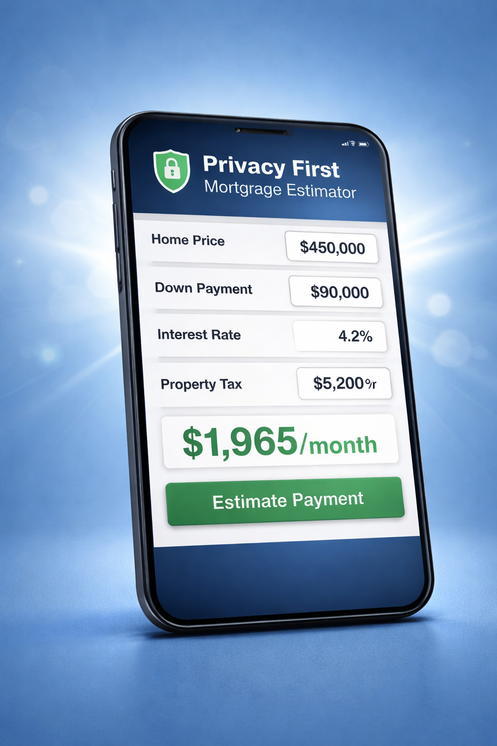 Privacy First Mortgage Estimator Tool