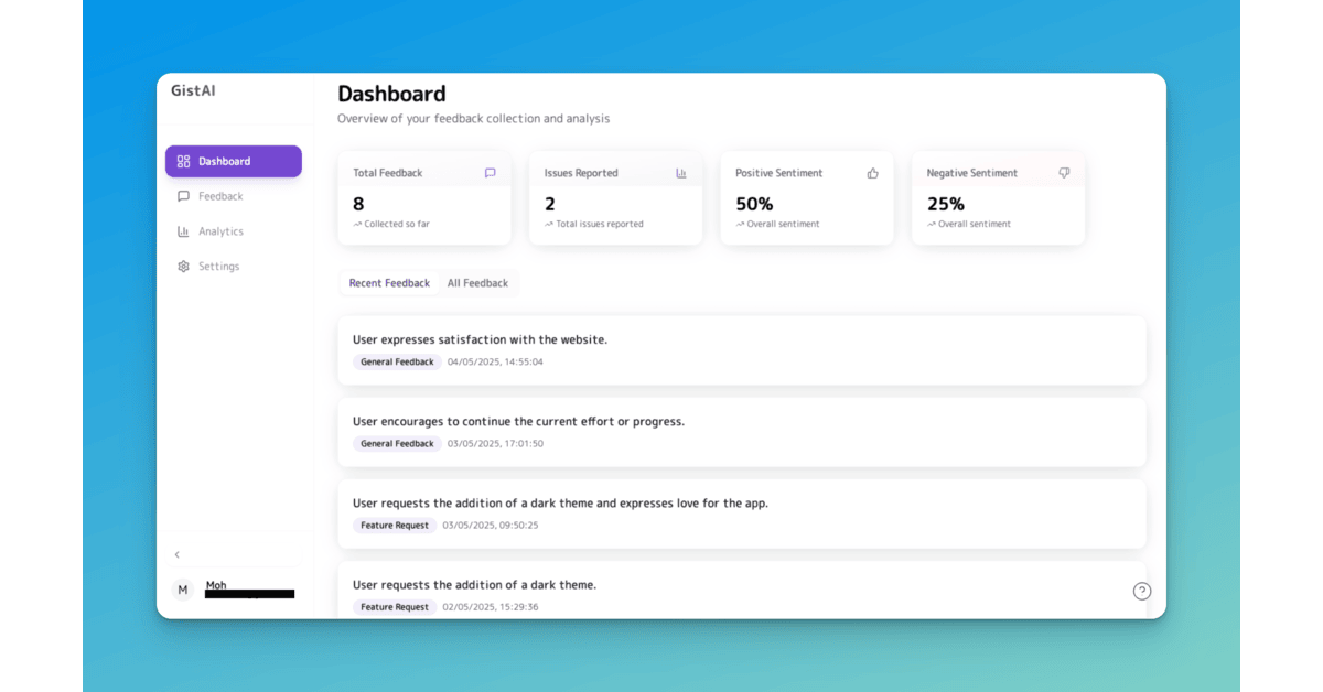 Media Gistai - Widget Maklum Balas UX & AI Chatbot - Widget chatbot yang mengumpulkan dan mengubah maklum balas ke dalam pandangan 2