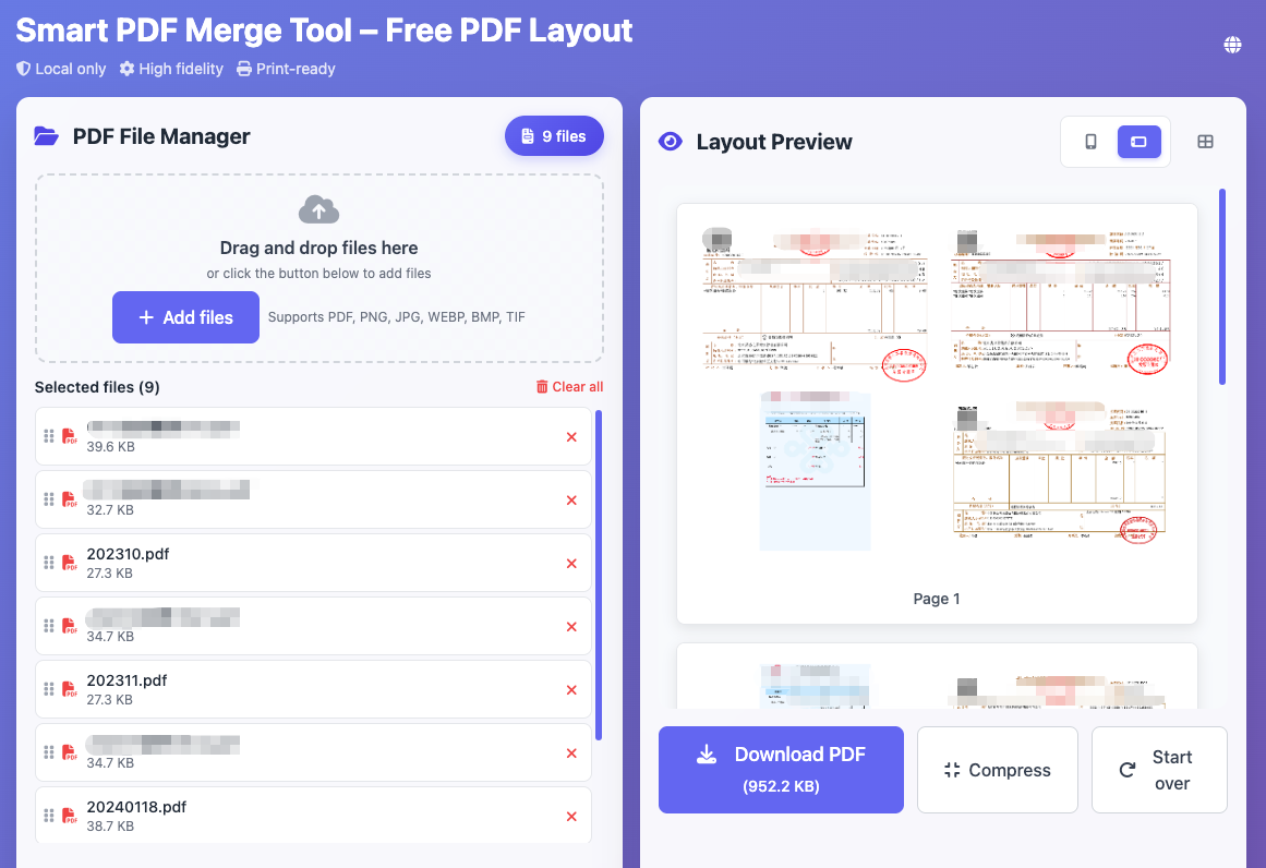 Smart PDF Merge Tool - Screenshot 3 showing product features and functionality