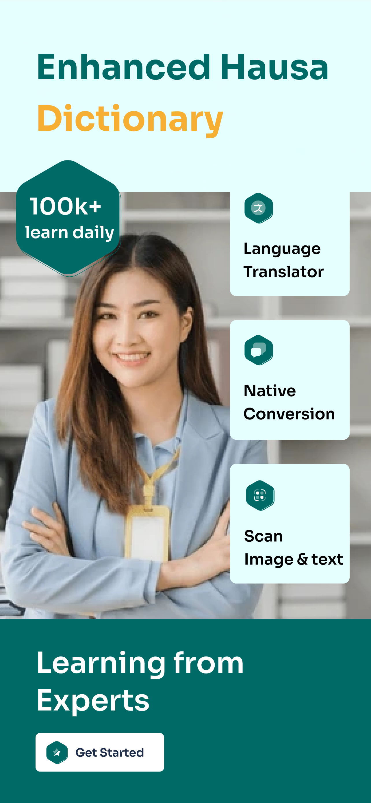 English to Hausa Dictionary - Main screenshot showing features and interface