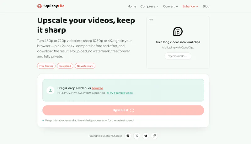 SquishyFile Video Upscaler screenshot 1