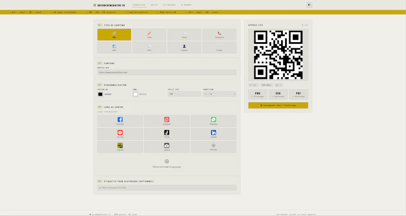 QR Code Generator — qrcodegenerator.fr screenshot 1
