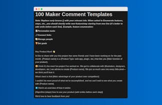 100 Maker Comment Templates - Ready-to-use templates for engaging with your audience about your product.