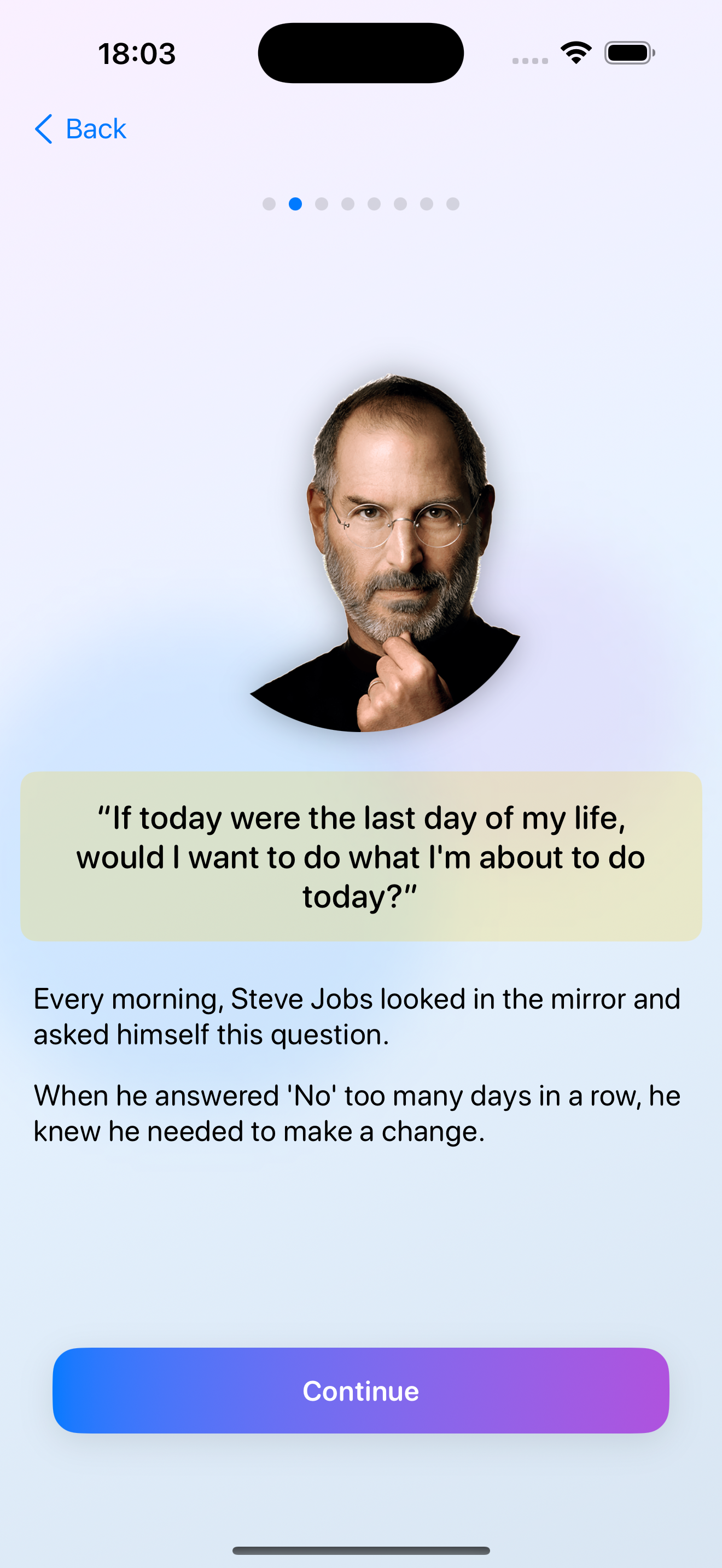 Lifereminder : Steve Job의 일일 질문 - 중요한 일에 당신의 삶을 보내는 것을 잊지 마십시오 미디어 2