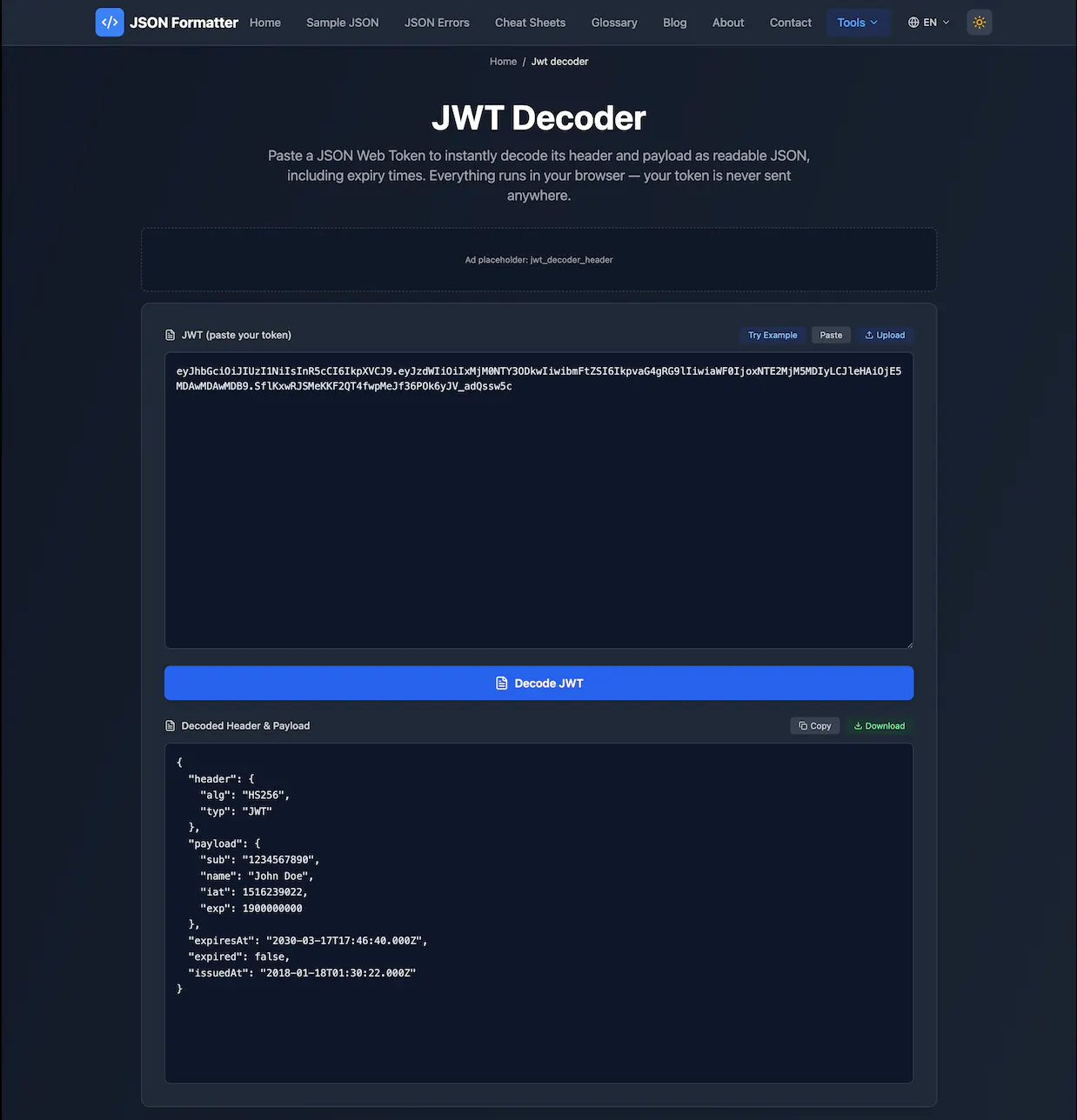 JSON Formatter Blob Viewer gallery image