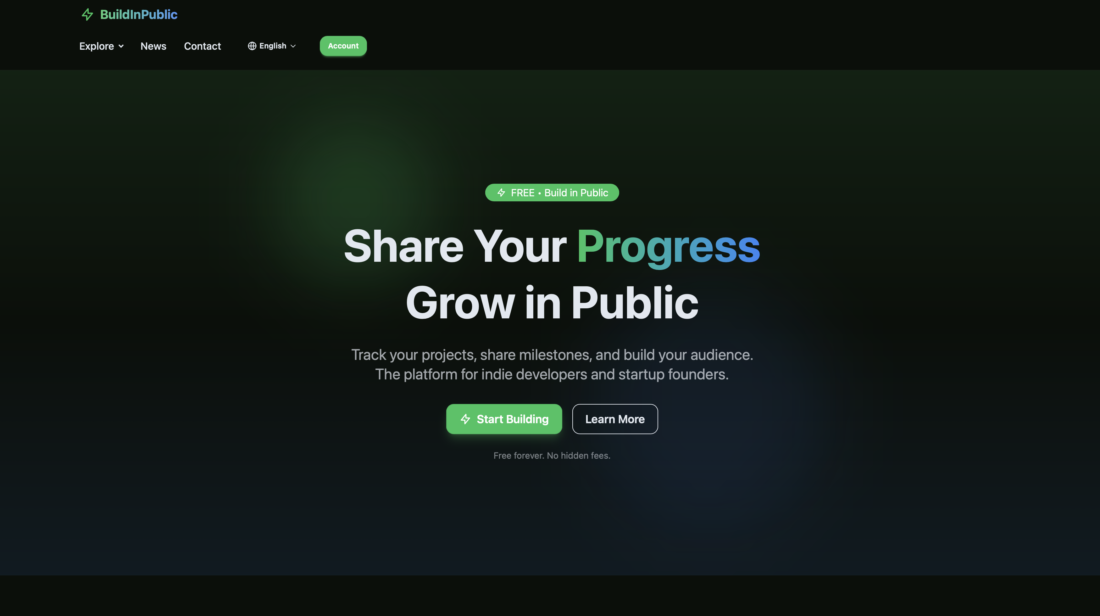 BuildInPublic - Main product screenshot demonstrating key features and user interface