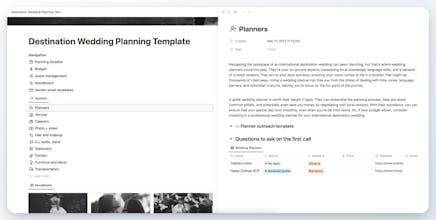 Notion Destination Wedding Template gallery image