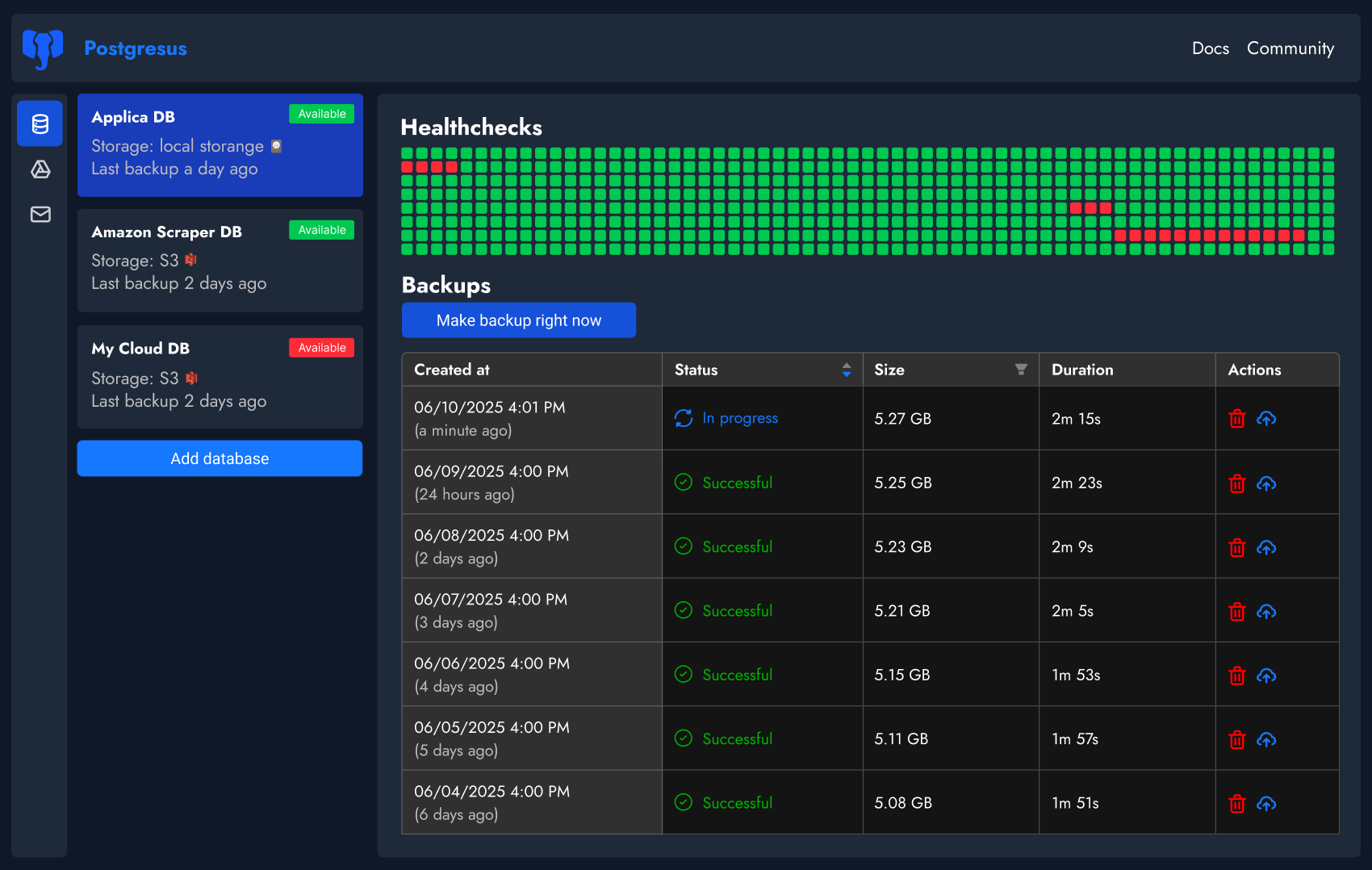 Postgresus - Main product screenshot demonstrating key features and user interface
