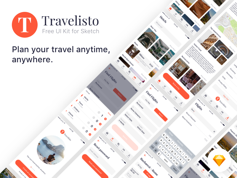 Travelisto Free UI Kit for Sketch gallery image