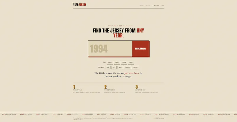 YearJersey — Sports jerseys, by the year screenshot 2