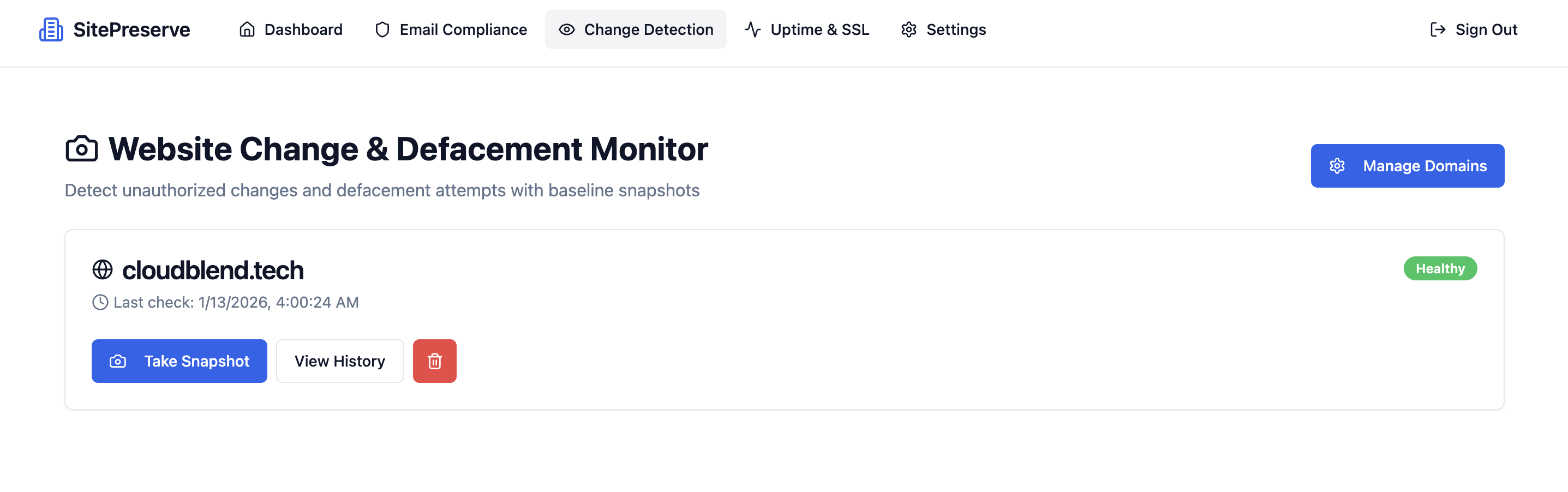 SitePreserve - Screenshot 4 showing product features and functionality
