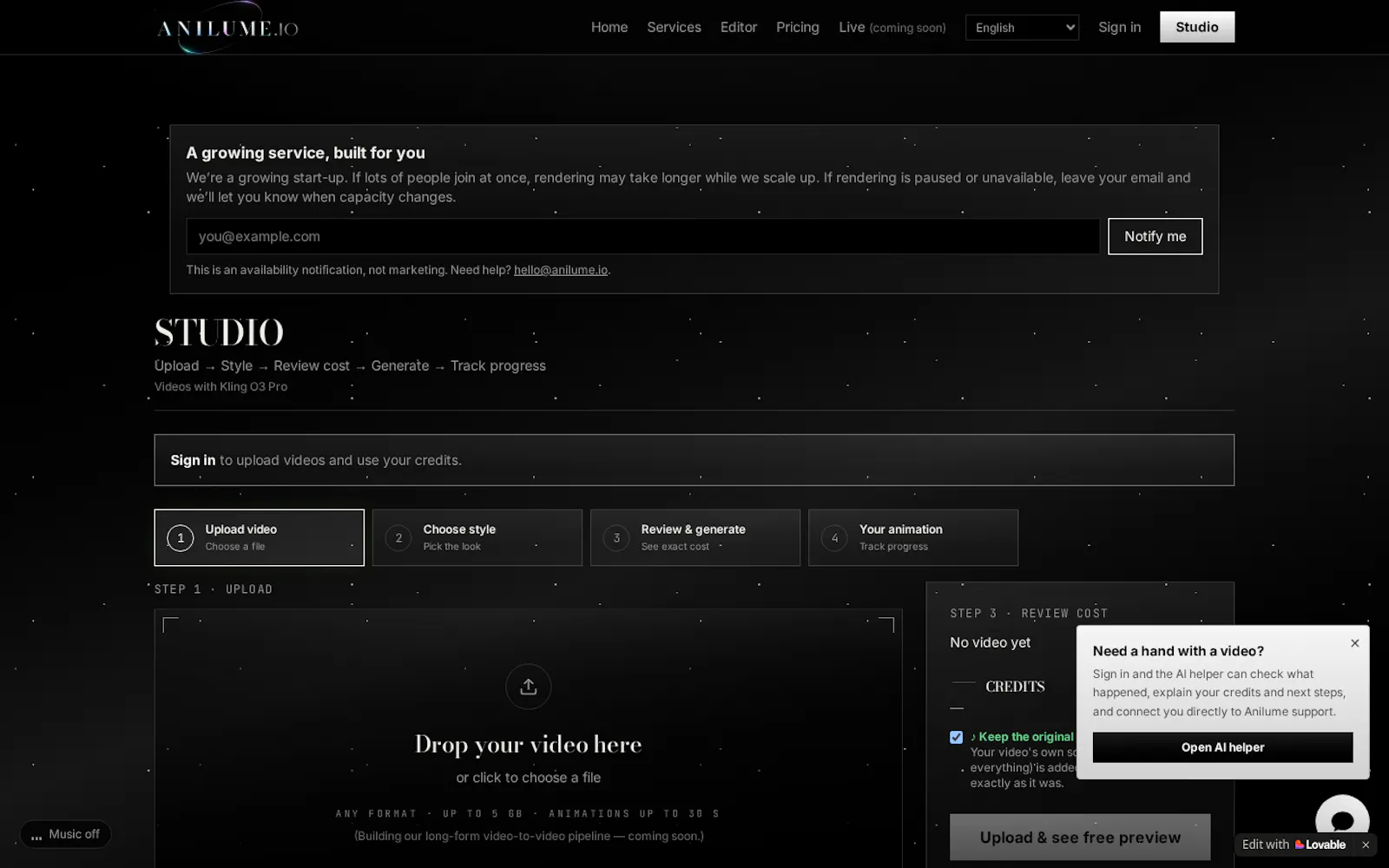 Anilume.io screenshot 2