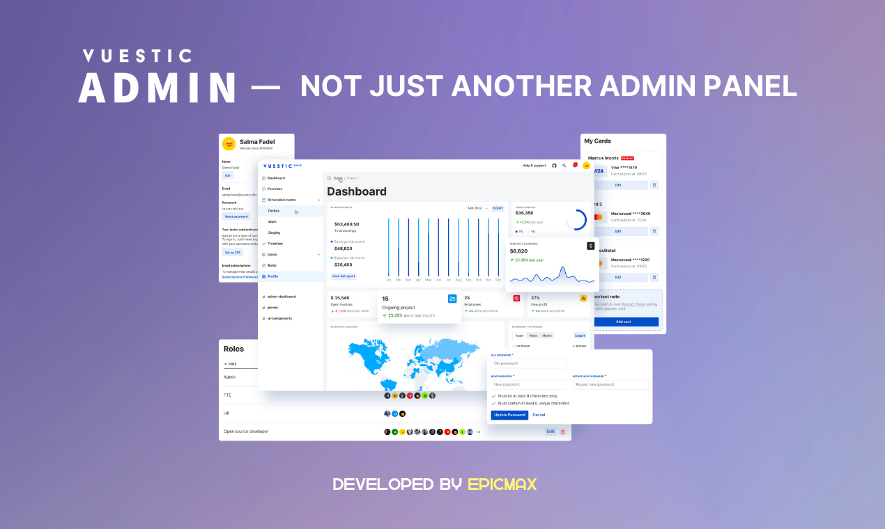 Vuestic Admin 3.0 - Modello di amministratore Vue libero e bello media 1