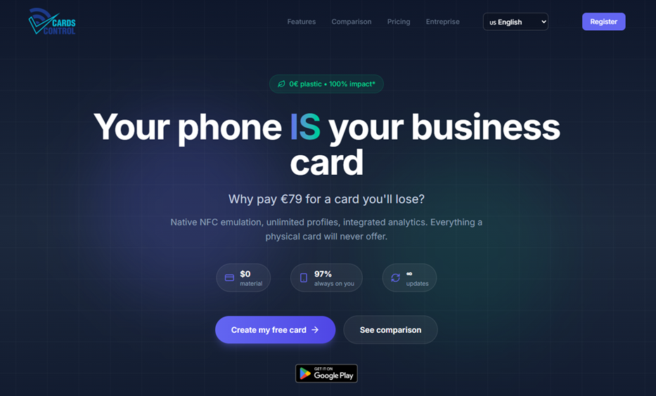 Cards Control - Main product screenshot demonstrating key features and user interface