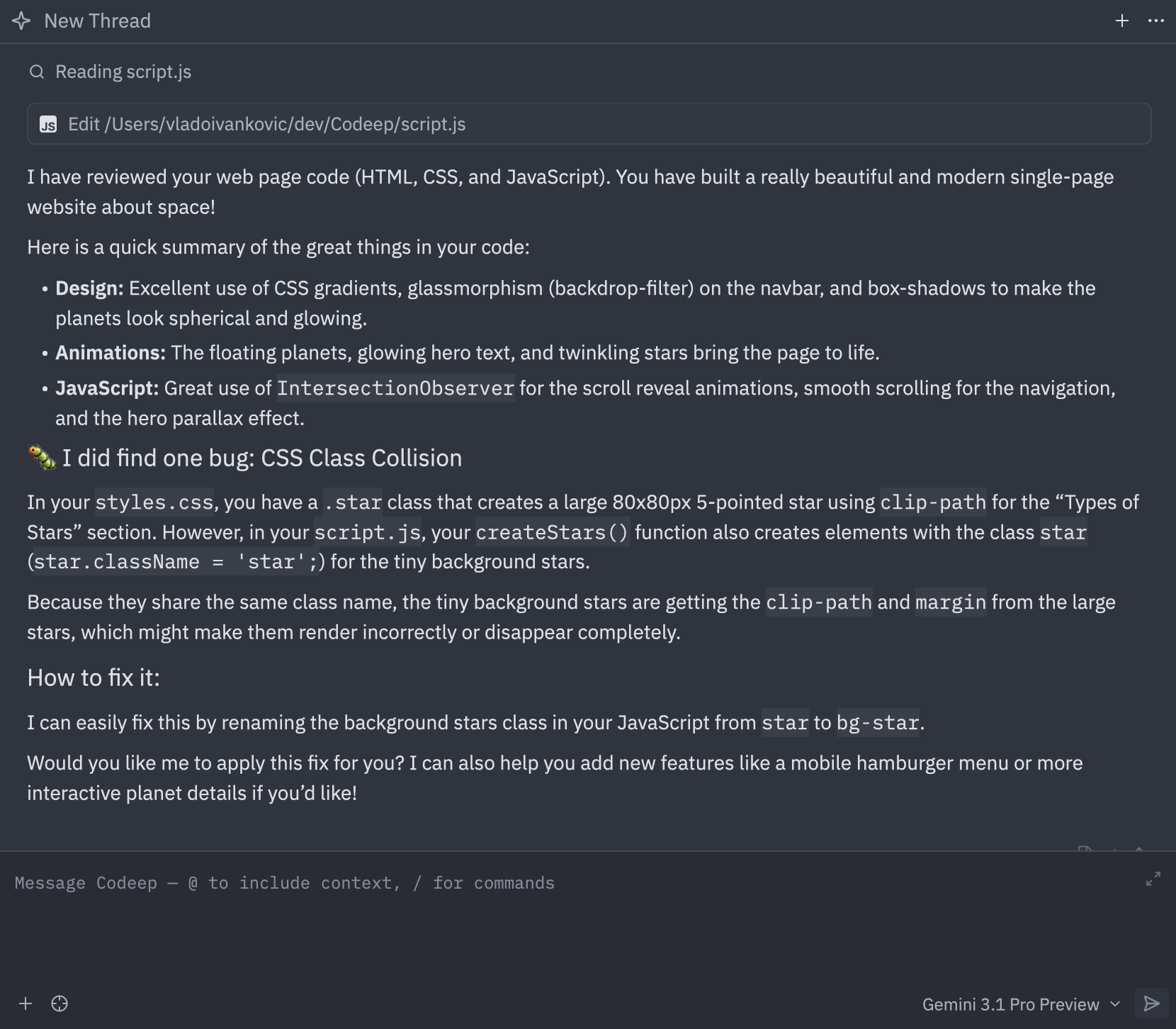 Codeep - Screenshot 3 showing product features and functionality