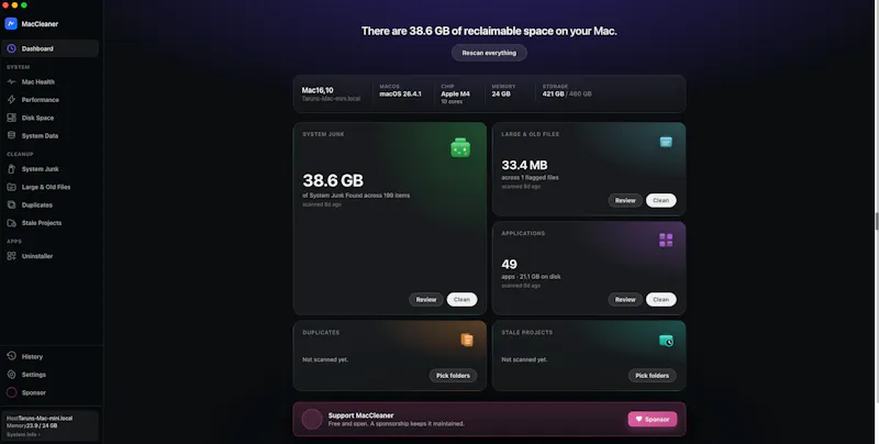 MyMacCleaner screenshot 1