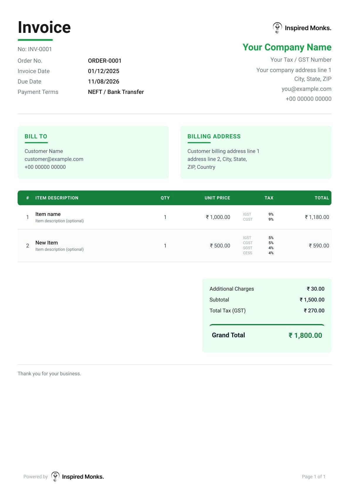 Inspired Monks Invoice Generator gallery image