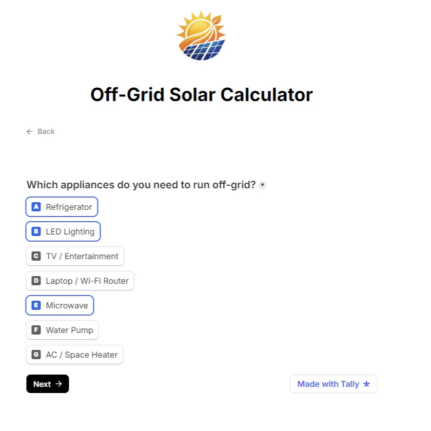Off-Grid Solar Calculator gallery image