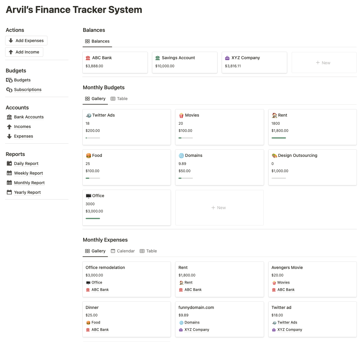 Finance Tracker | Notion Template