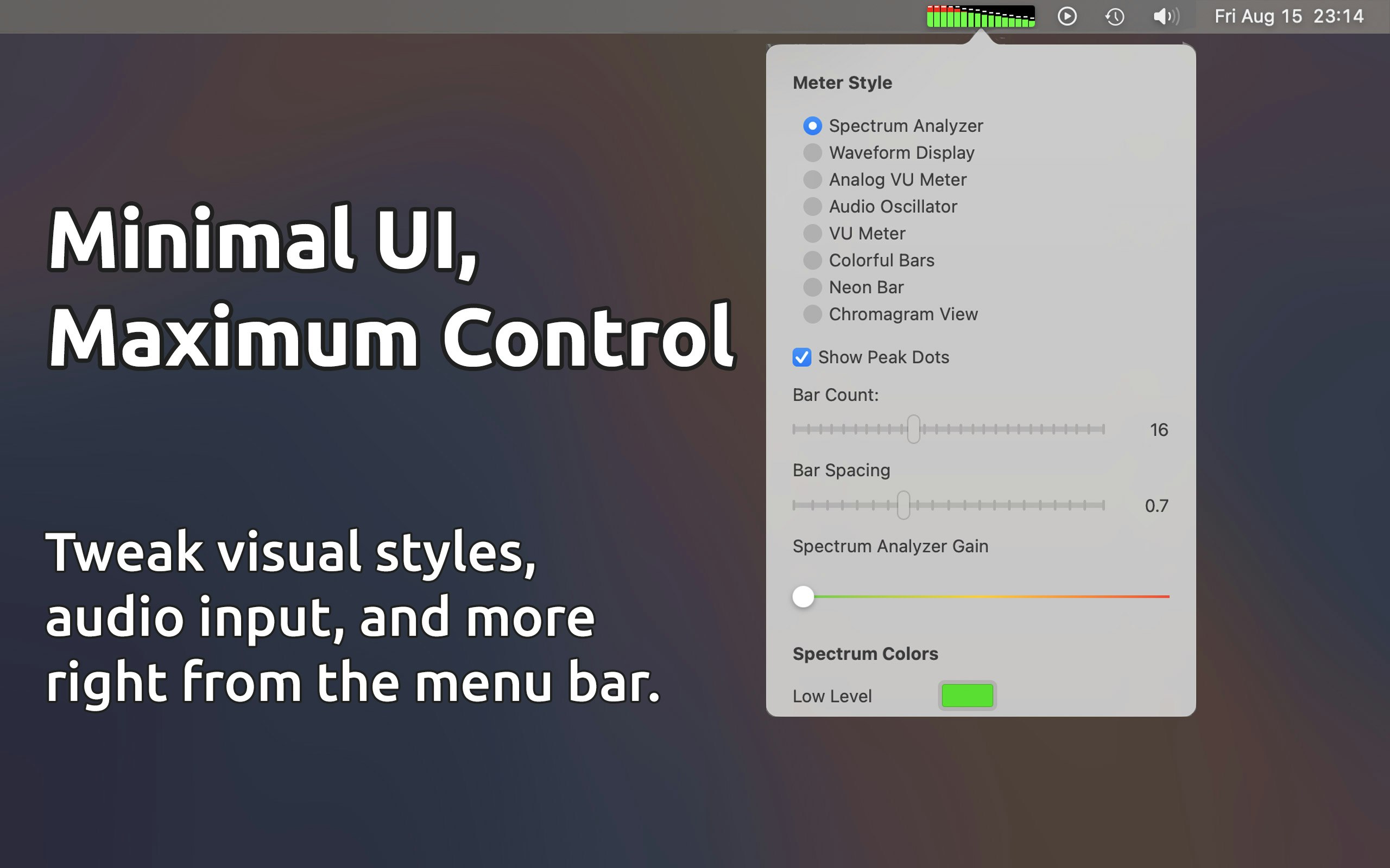 وسائط Soundbar - عداد مستوى الصوت في الوقت الحقيقي لشريط قائمة MAC 3