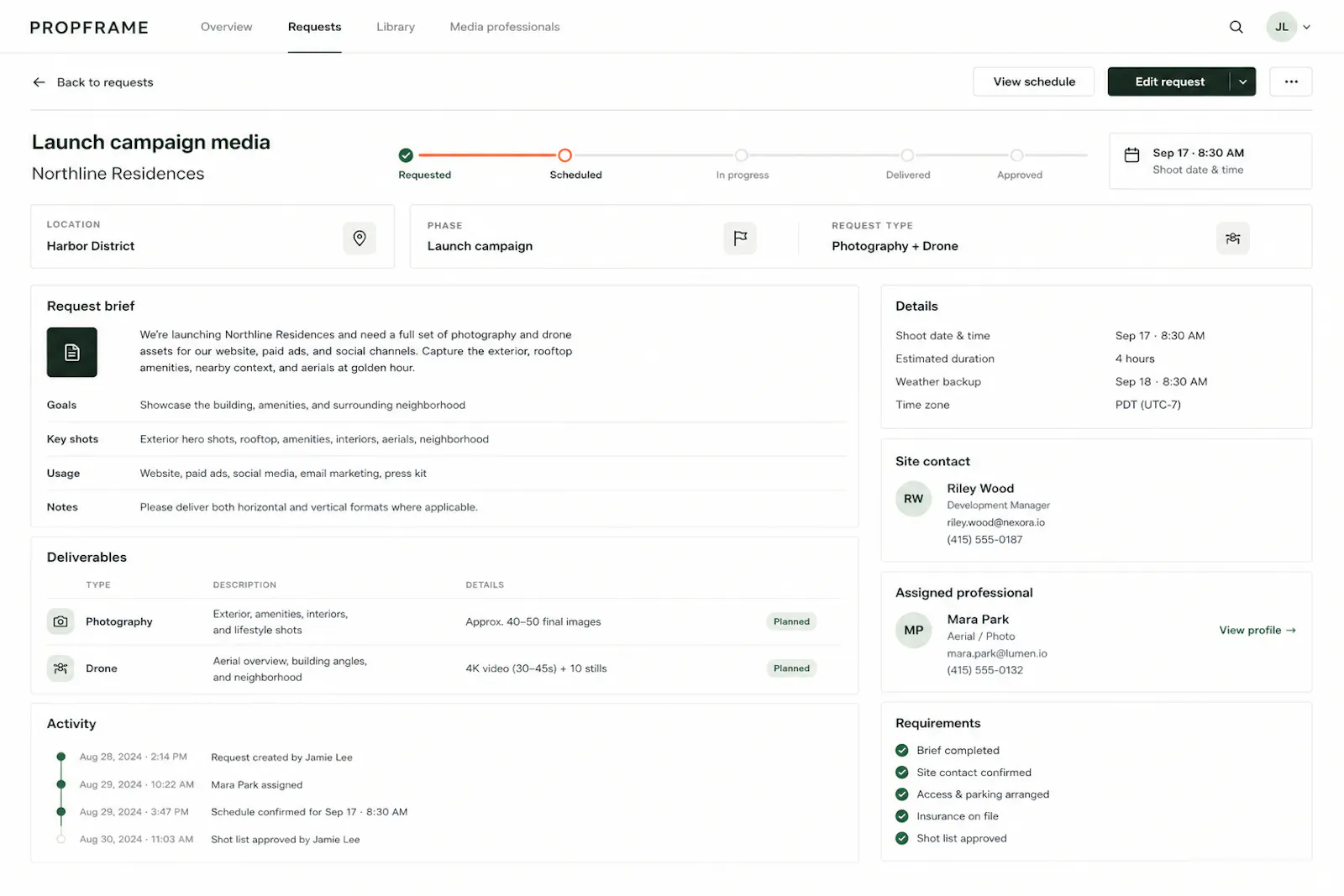 PROPFRAME — Real estate media operations screenshot 1