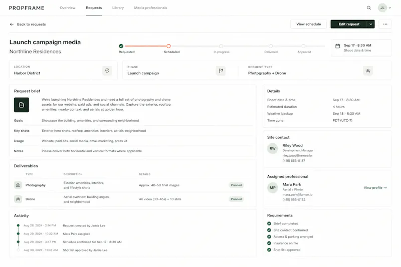 PROPFRAME — Real estate media operations screenshot 1