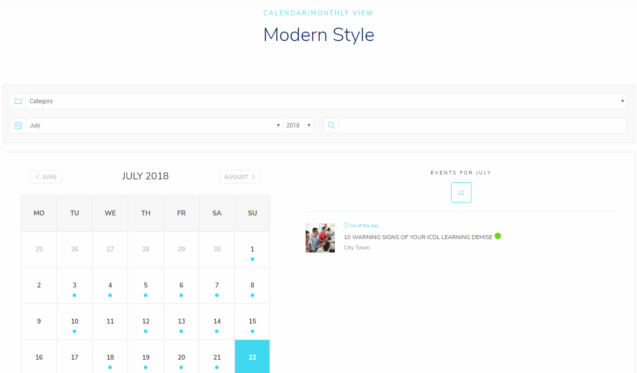 Modern Events Calendar gallery image