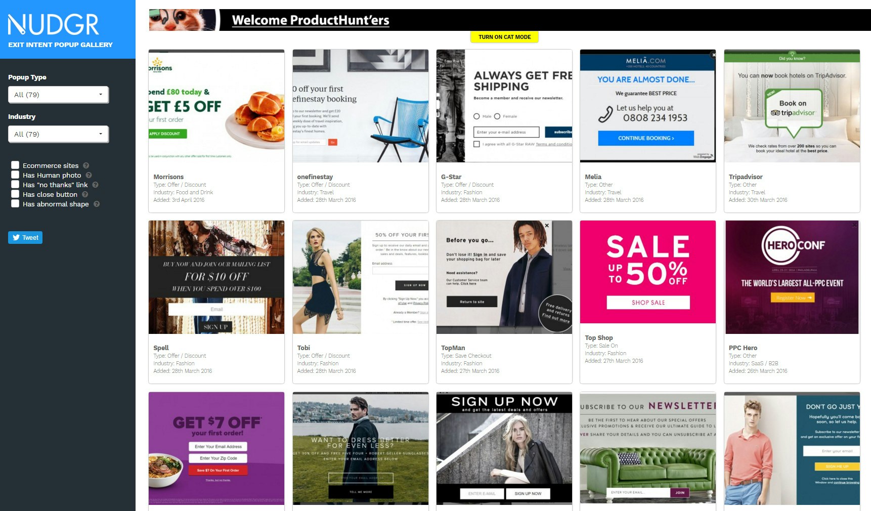 Nudgr's Searchable Exit Popup Gallery gallery image