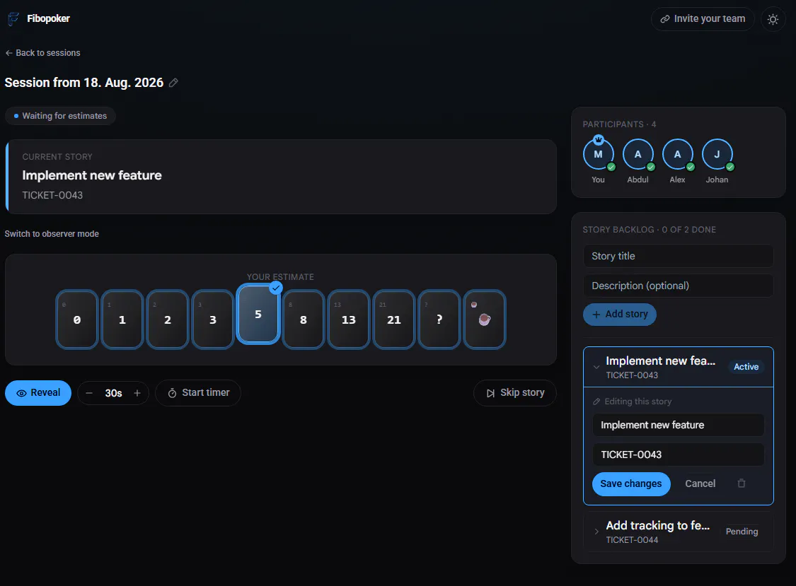 Fibopoker screenshot