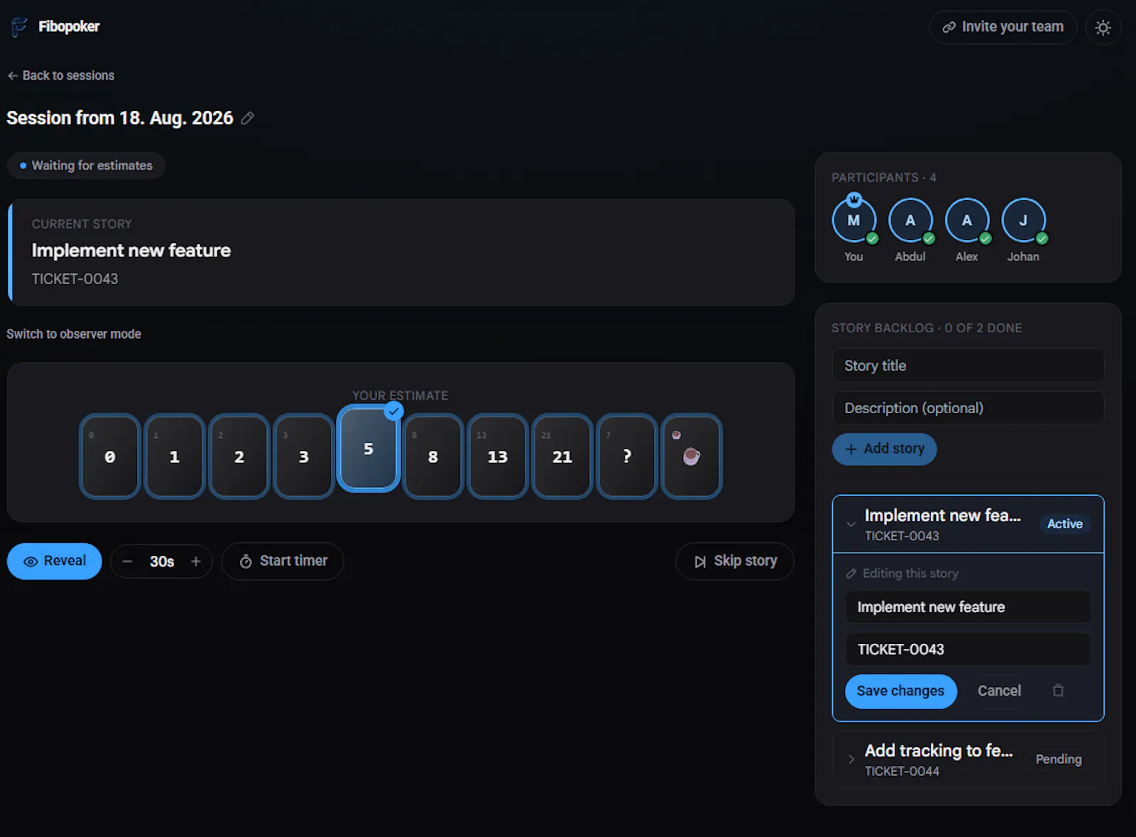 Fibopoker screenshot 2