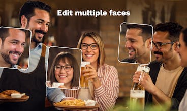 私たちのカスタマイズ可能な顔解決策で使い古されたストック写真モデルをリサイクルしてください。