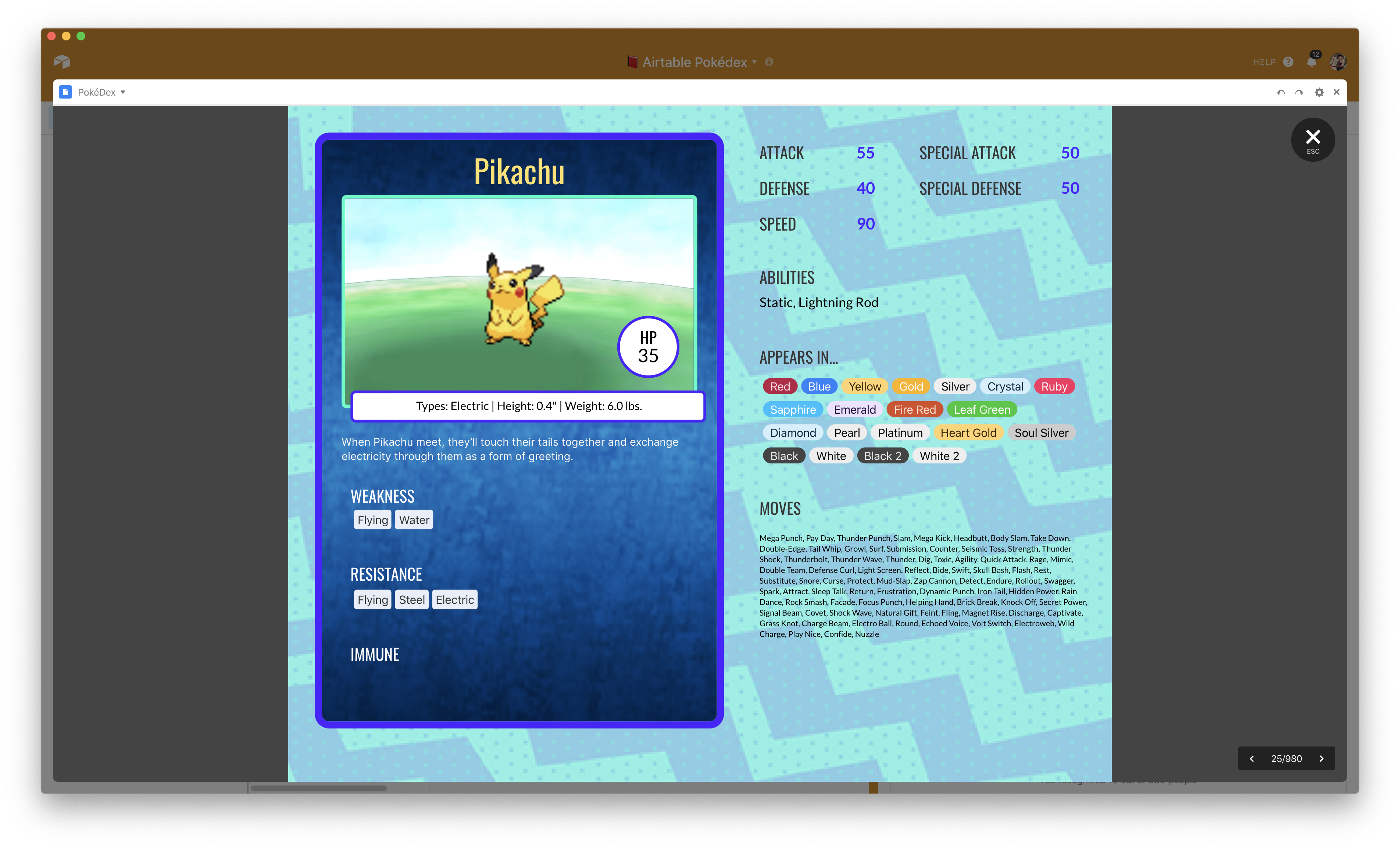 Airtable Pokédex gallery image