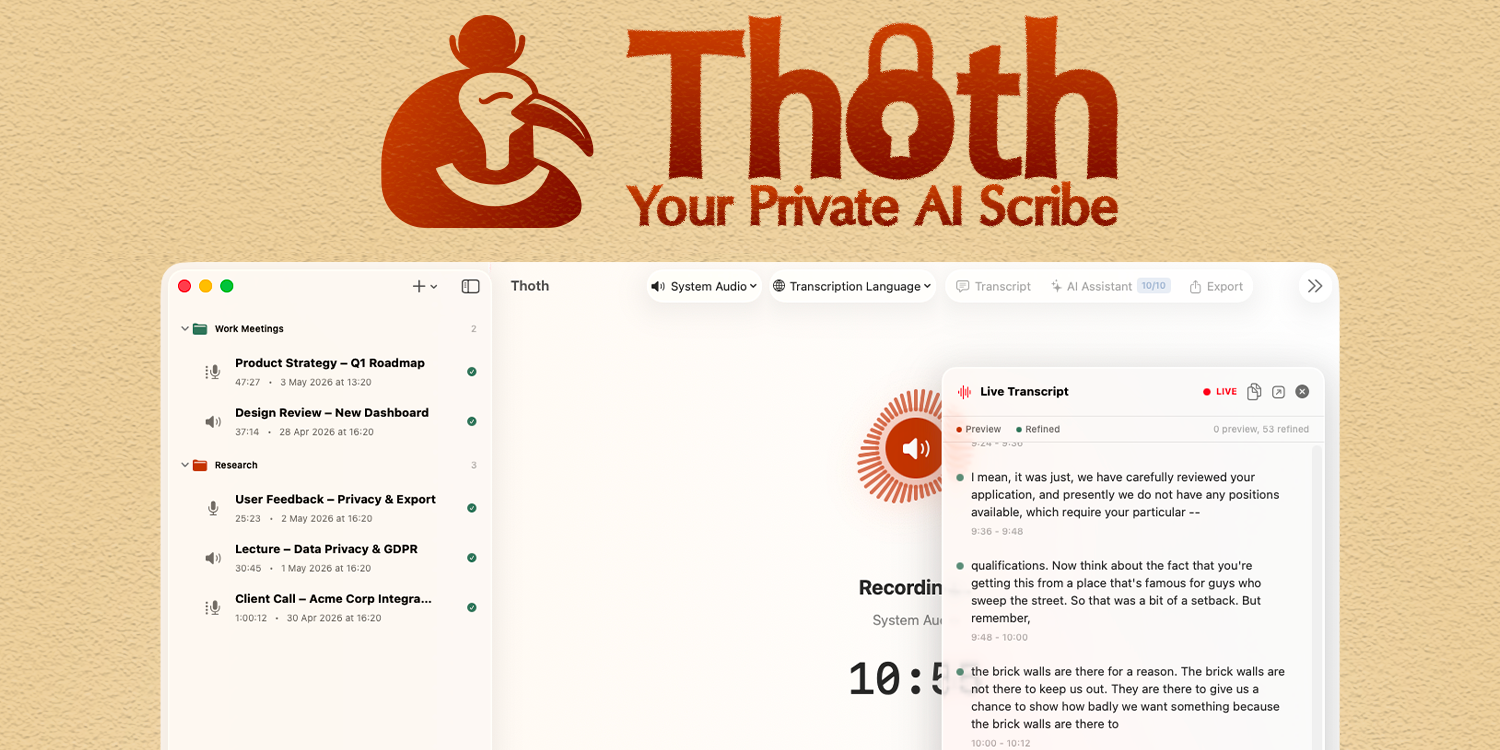 Thoth - Your Private AI Scribe gallery image