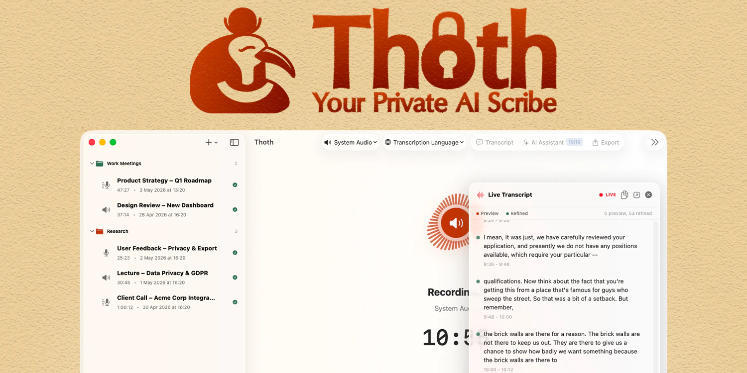 Thoth - Your Private AI Scribe screenshot 2