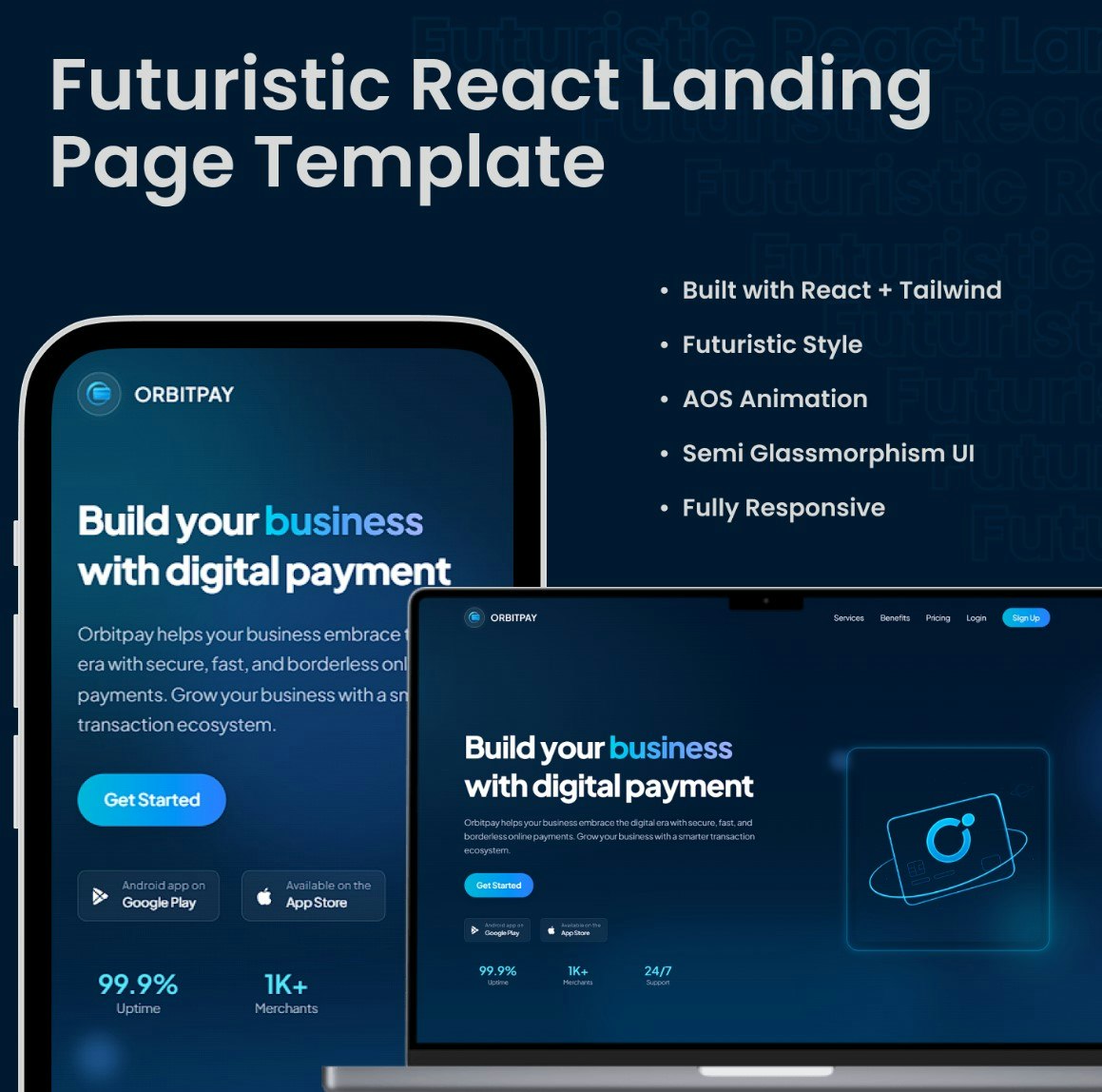Futuristic React Landing Page Template