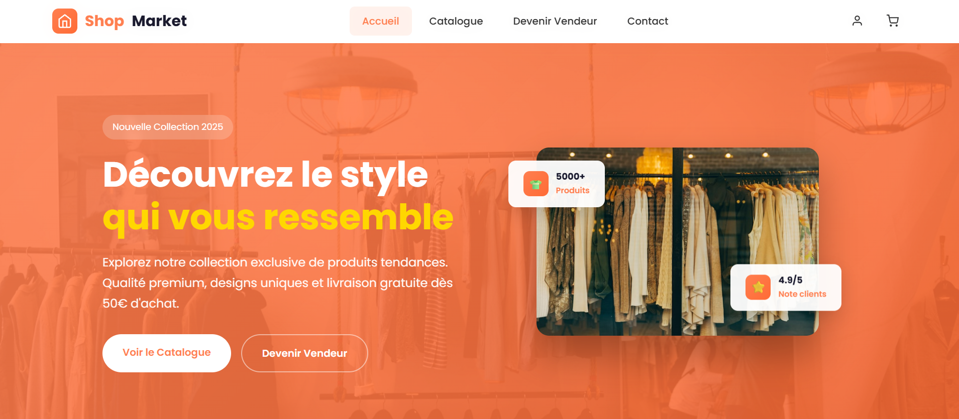 ShopMarket - Main product screenshot demonstrating key features and user interface