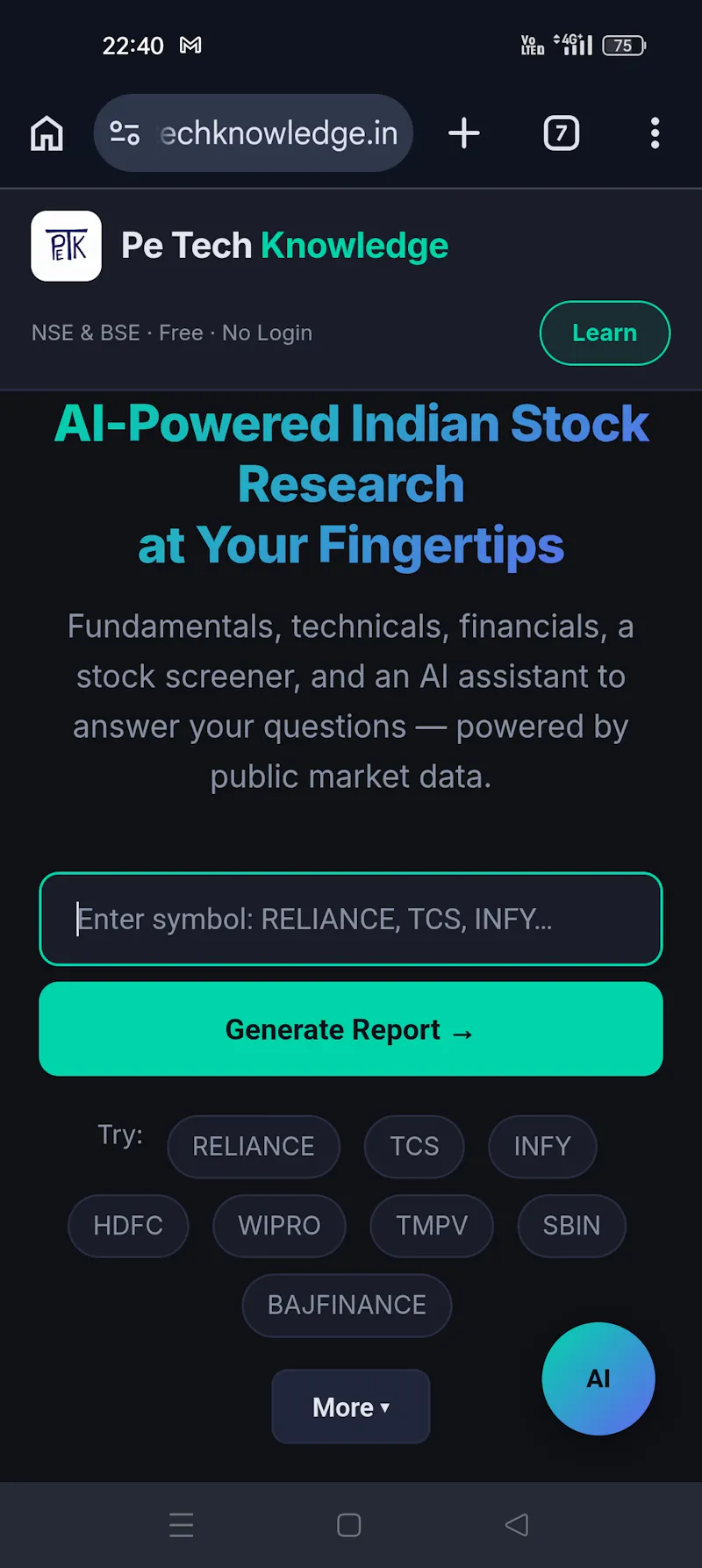 Pe Tech Knowledge — NSE Stock Research screenshot 2