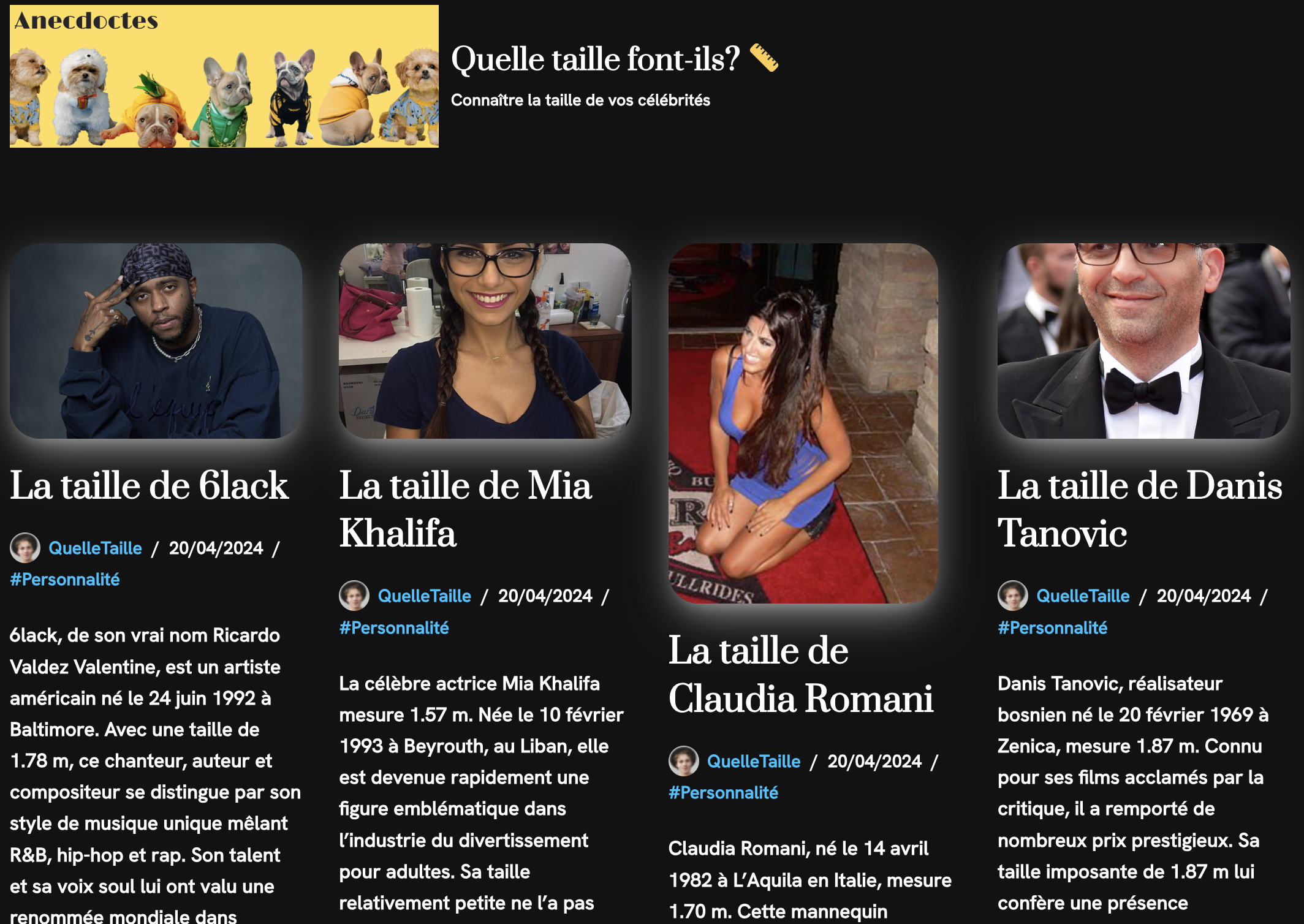 Media Quaitaille - Ketinggian dan profil selebriti 1