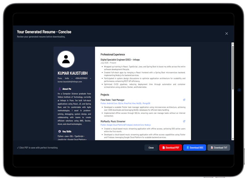 ResumeChat — Resumes Tailored to Jobs screenshot 4