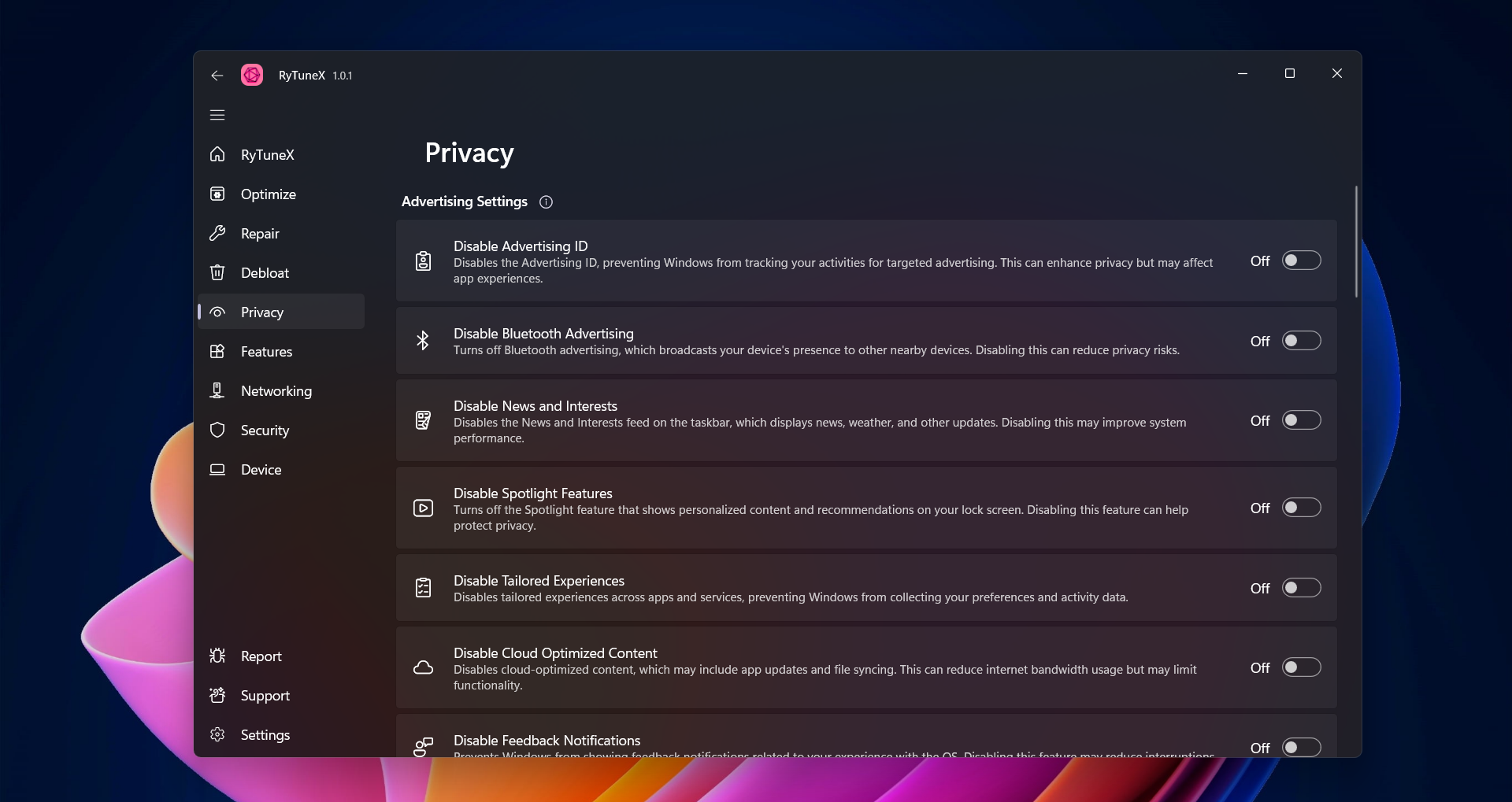 وسائط Rytunex - Windows 10 و 11 Optimizer |تعزيز الأداء والخصوصية 12
