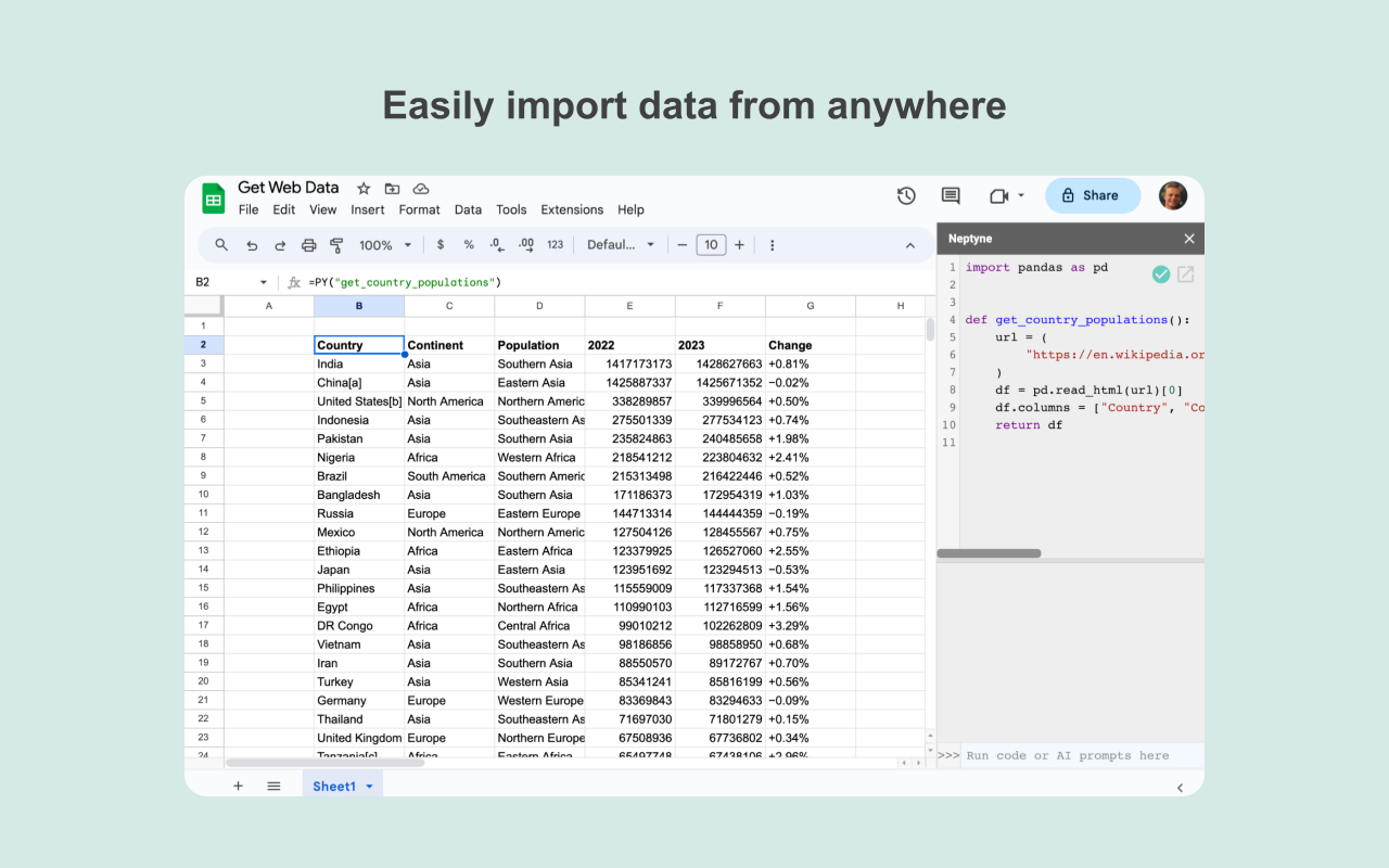 Neptyne - Esegui Python in fogli di Google media 5