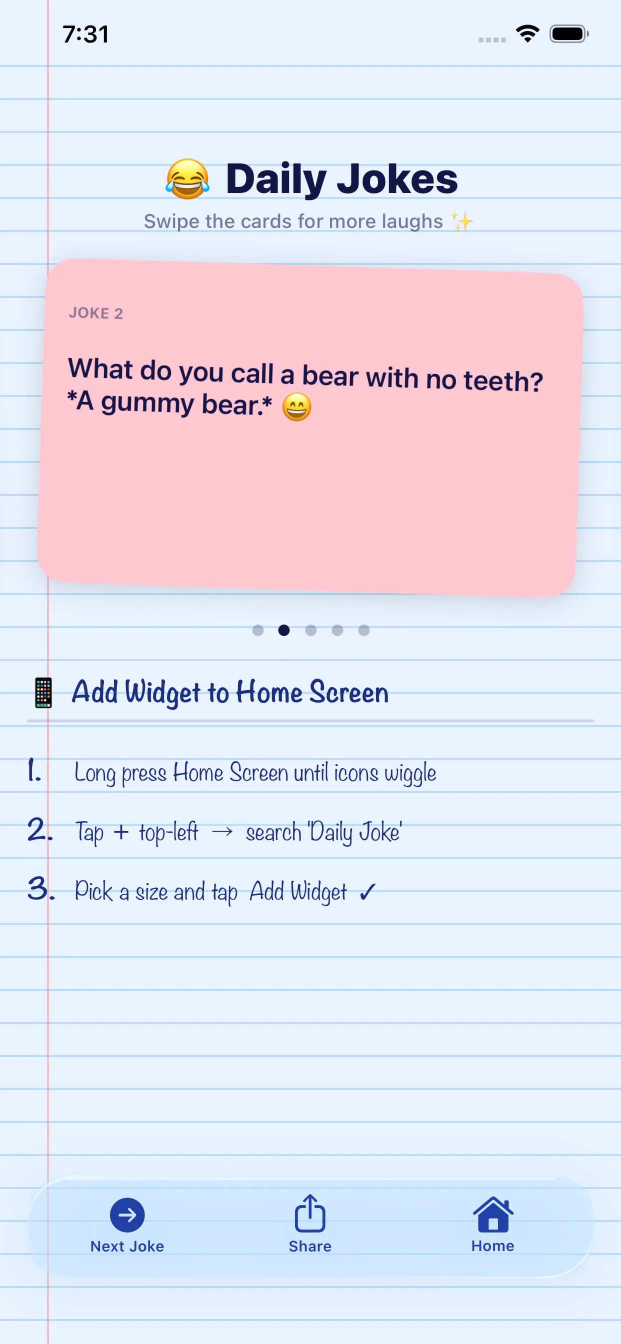 Daily Jokes Widget 제품 배너