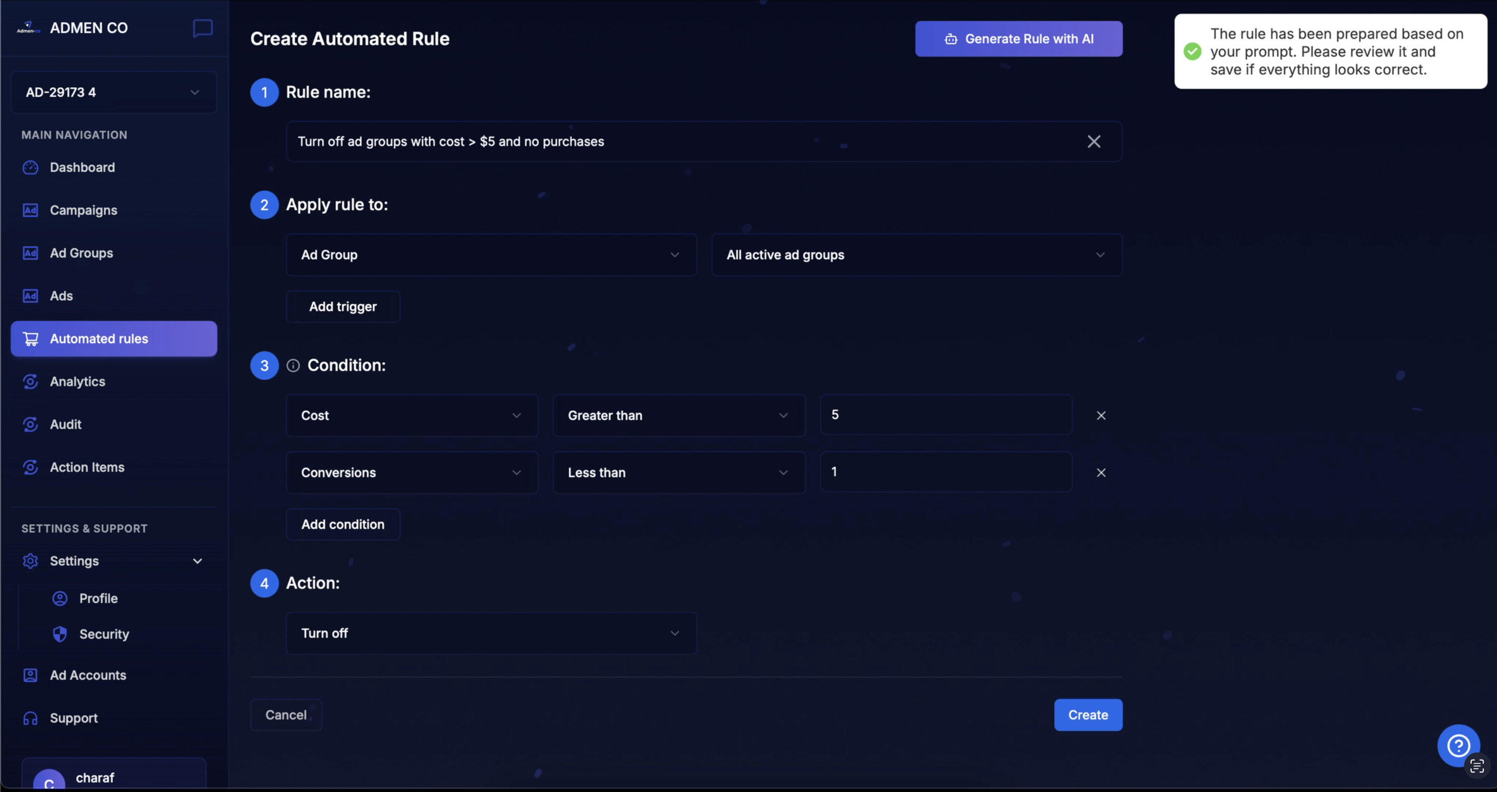 ADMEN – Automated TikTok Ad Optimization - Screenshot 5 showing product features and functionality