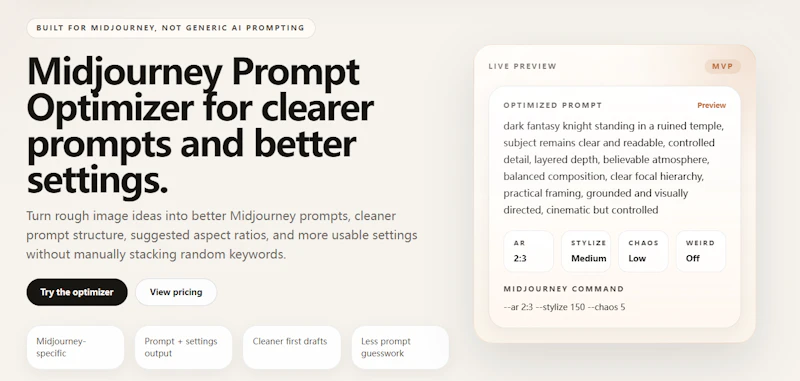 Midjourney Prompt Optimizer screenshot 2