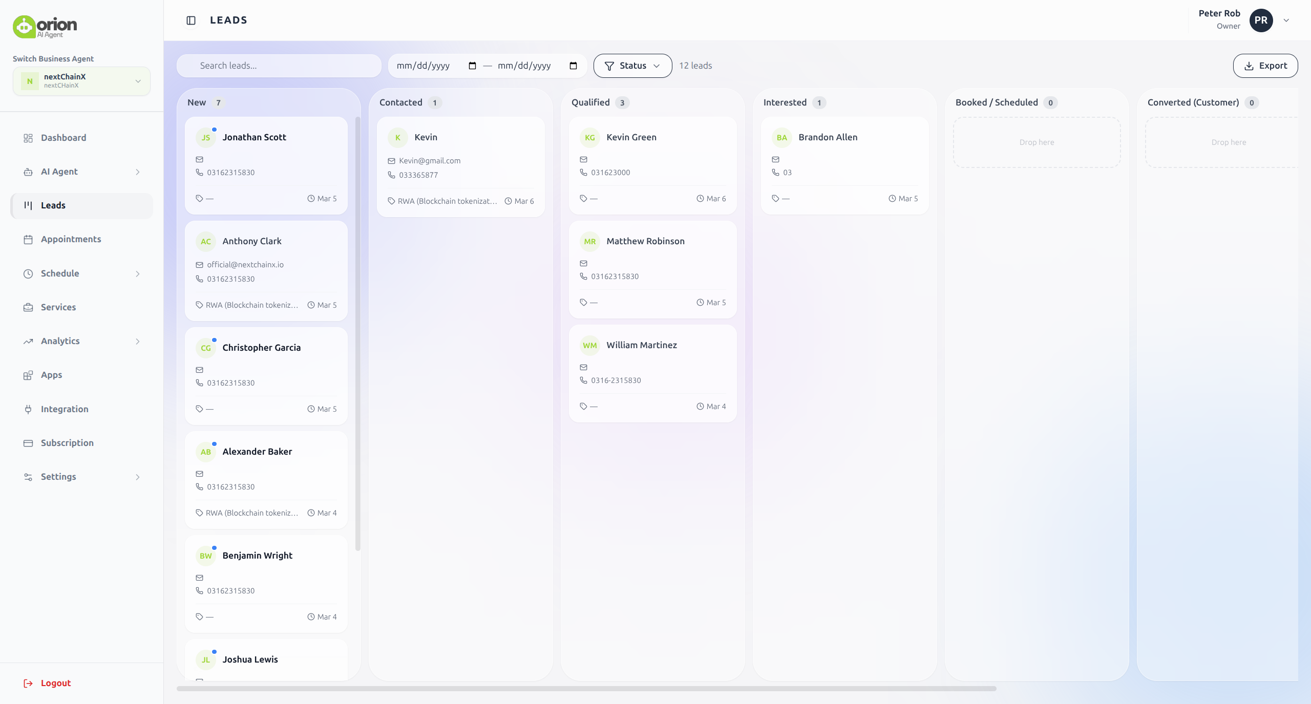 Orion AI Agent  - Screenshot 4 showing product features and functionality