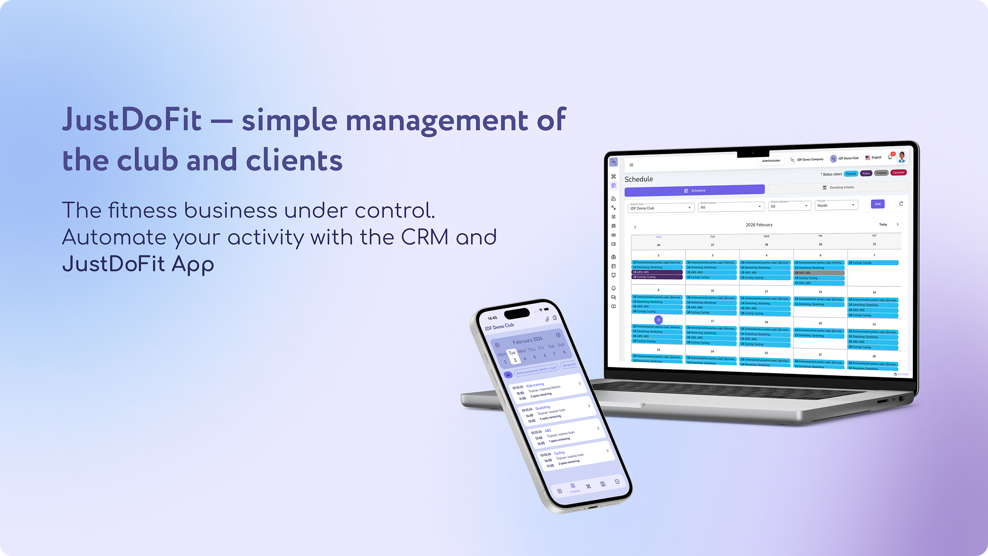 JustDoFit – Fitness Booking - Main product screenshot demonstrating key features and user interface
