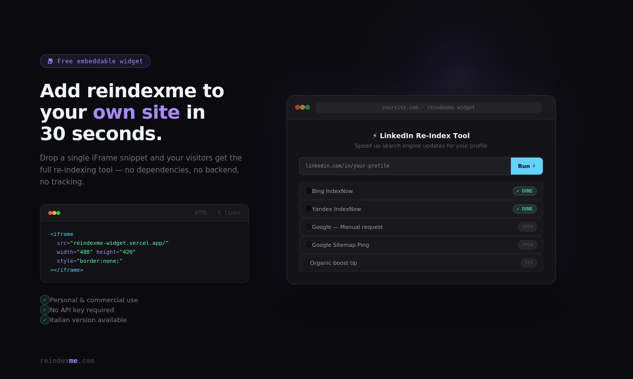reindexme - Screenshot 2 showing product features and functionality