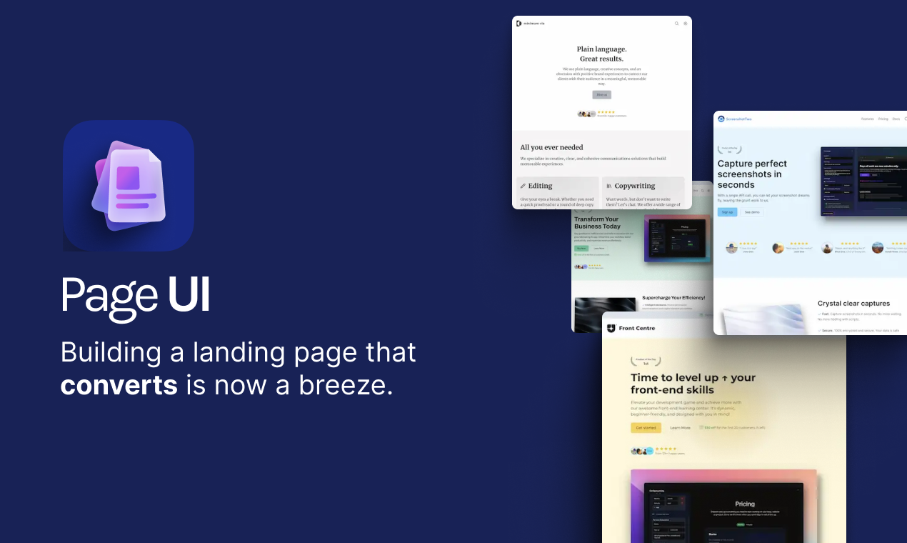 Page UI - Компоненты высокой конвертирующей целевой страницы для копирования и вставки медиа 2
