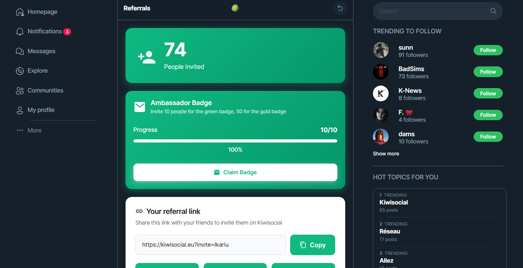KiwiSocial – French Twitter Clone gallery image